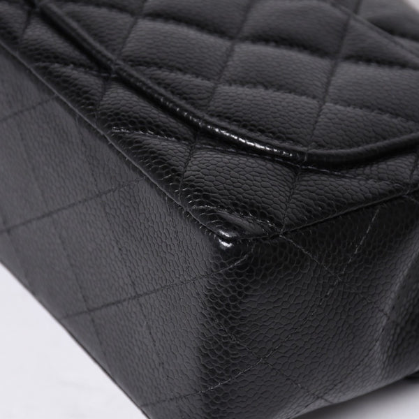 Very Good Condition CHANEL Mini Matelasse Chain Shoulder Bag No. 8 Caviar Skin Gold Hardware Black Used 4a001543