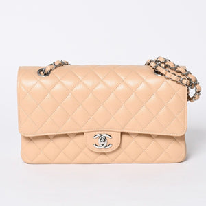 Like new CHANEL Matelasse 25 W flap chain shoulder bag caviar skin random beige gold hardware used 4a001468