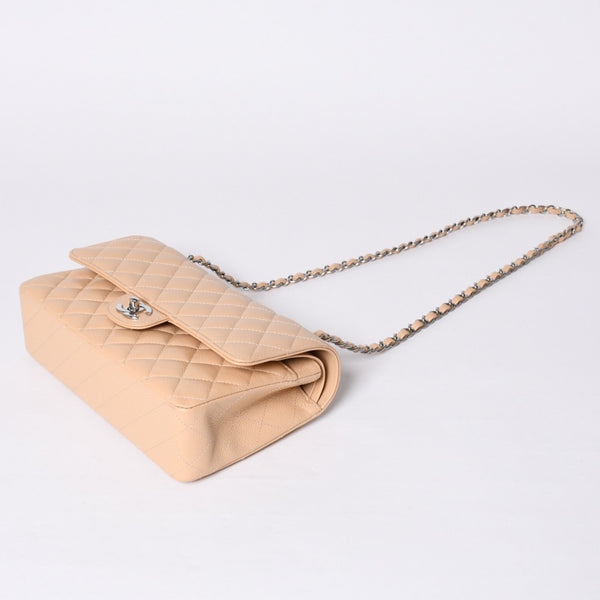 Like new CHANEL Matelasse 25 W flap chain shoulder bag caviar skin random beige gold hardware used 4a001468