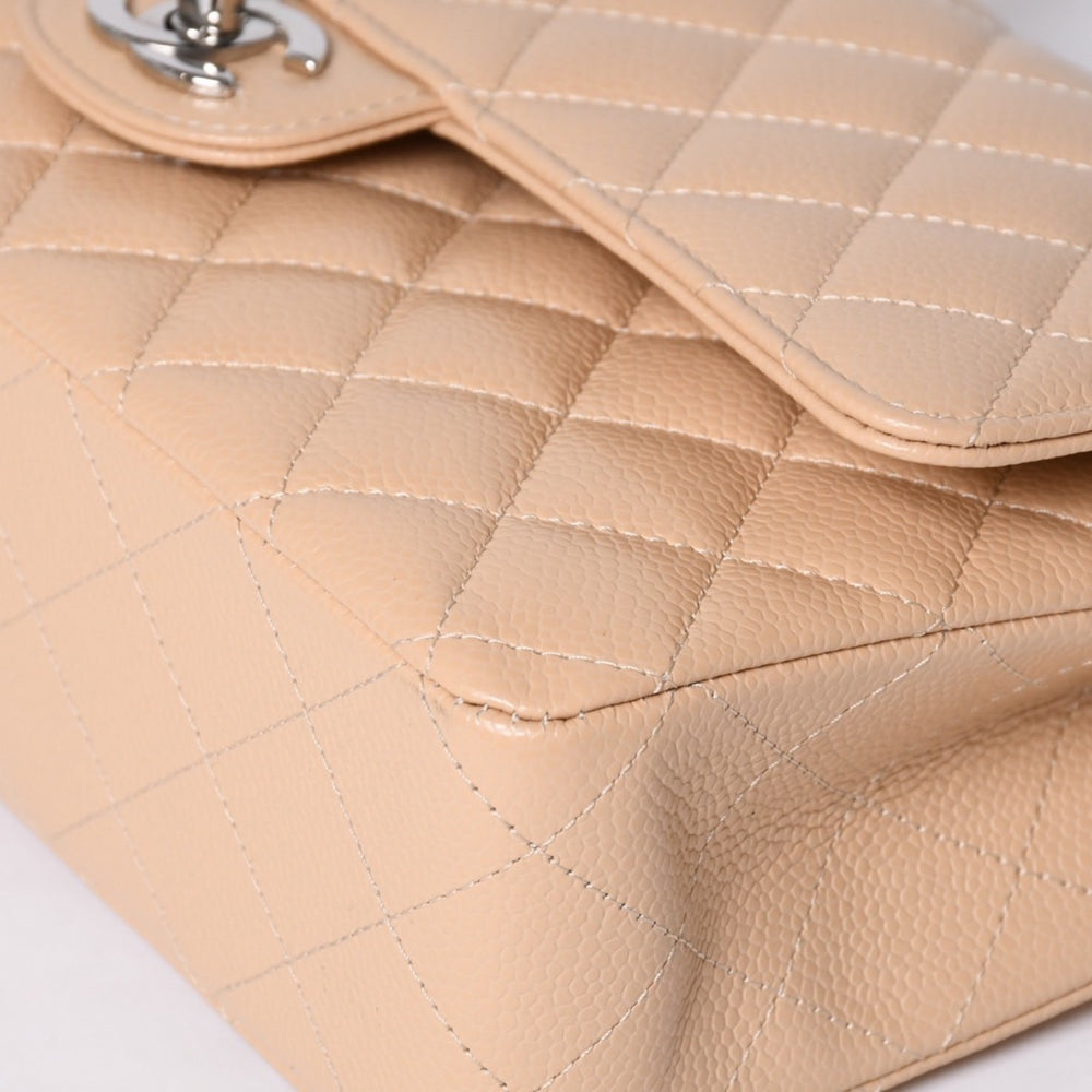 Like new CHANEL Matelasse 25 W flap chain shoulder bag caviar skin random beige gold hardware used 4a001468