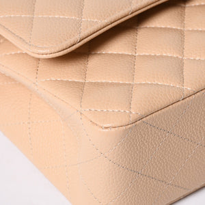 Like new CHANEL Matelasse 25 W flap chain shoulder bag caviar skin random beige gold hardware used 4a001468