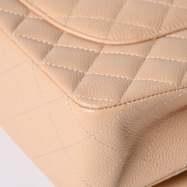 Like new CHANEL Matelasse 25 W flap chain shoulder bag caviar skin random beige gold hardware used 4a001468