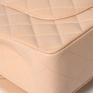 Like new CHANEL Matelasse 25 W flap chain shoulder bag caviar skin random beige gold hardware used 4a001468