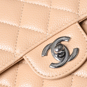 Like new CHANEL Matelasse 25 W flap chain shoulder bag caviar skin random beige gold hardware used 4a001468