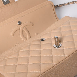Like new CHANEL Matelasse 25 W flap chain shoulder bag caviar skin random beige gold hardware used 4a001468
