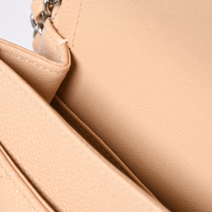 Like new CHANEL Matelasse 25 W flap chain shoulder bag caviar skin random beige gold hardware used 4a001468