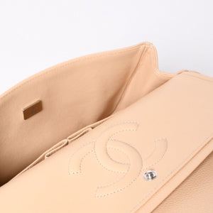 Like new CHANEL Matelasse 25 W flap chain shoulder bag caviar skin random beige gold hardware used 4a001468