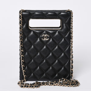 Very Good Condition CHANEL EVENING BAG Evening Bag Chain Shoulder Bag AS3314 Random Number Coco Mark Caviar Skin Used 4a001277