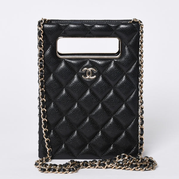Very Good Condition CHANEL EVENING BAG Evening Bag Chain Shoulder Bag AS3314 Random Number Coco Mark Caviar Skin Used 4a001277