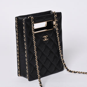 Very Good Condition CHANEL EVENING BAG Evening Bag Chain Shoulder Bag AS3314 Random Number Coco Mark Caviar Skin Used 4a001277