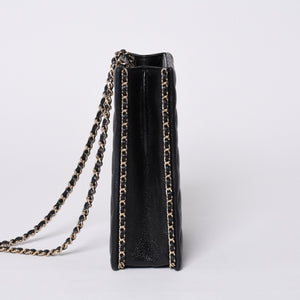 Very Good Condition CHANEL EVENING BAG Evening Bag Chain Shoulder Bag AS3314 Random Number Coco Mark Caviar Skin Used 4a001277
