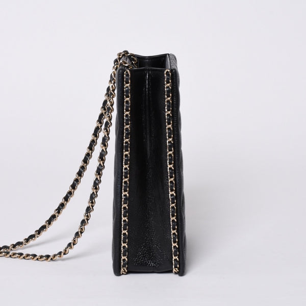 Very Good Condition CHANEL EVENING BAG Evening Bag Chain Shoulder Bag AS3314 Random Number Coco Mark Caviar Skin Used 4a001277