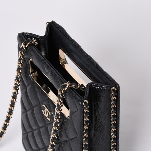 Very Good Condition CHANEL EVENING BAG Evening Bag Chain Shoulder Bag AS3314 Random Number Coco Mark Caviar Skin Used 4a001277