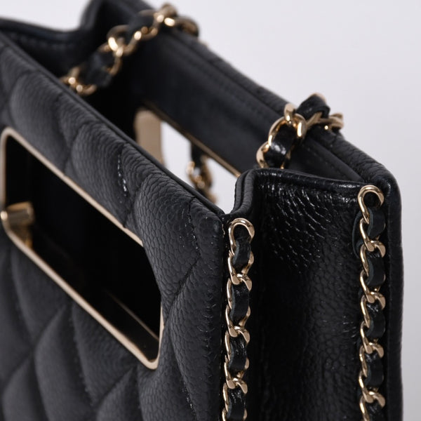 Very Good Condition CHANEL EVENING BAG Evening Bag Chain Shoulder Bag AS3314 Random Number Coco Mark Caviar Skin Used 4a001277