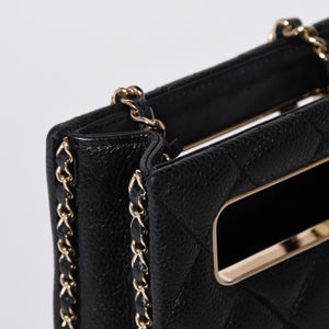 Very Good Condition CHANEL EVENING BAG Evening Bag Chain Shoulder Bag AS3314 Random Number Coco Mark Caviar Skin Used 4a001277