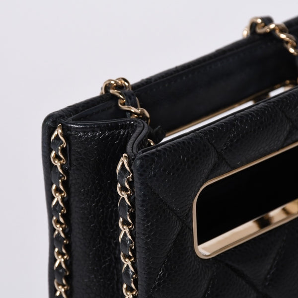 Very Good Condition CHANEL EVENING BAG Evening Bag Chain Shoulder Bag AS3314 Random Number Coco Mark Caviar Skin Used 4a001277