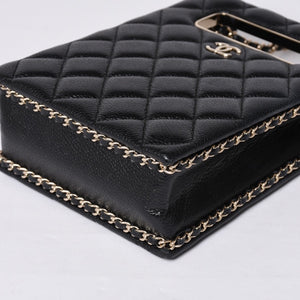 Very Good Condition CHANEL EVENING BAG Evening Bag Chain Shoulder Bag AS3314 Random Number Coco Mark Caviar Skin Used 4a001277