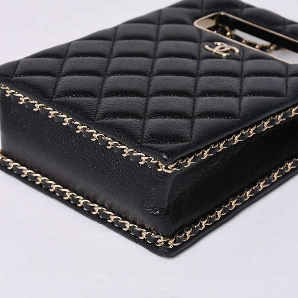 Very Good Condition CHANEL EVENING BAG Evening Bag Chain Shoulder Bag AS3314 Random Number Coco Mark Caviar Skin Used 4a001277