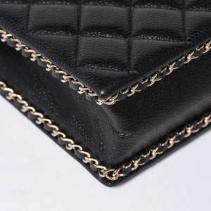 Very Good Condition CHANEL EVENING BAG Evening Bag Chain Shoulder Bag AS3314 Random Number Coco Mark Caviar Skin Used 4a001277