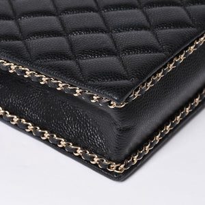 Very Good Condition CHANEL EVENING BAG Evening Bag Chain Shoulder Bag AS3314 Random Number Coco Mark Caviar Skin Used 4a001277