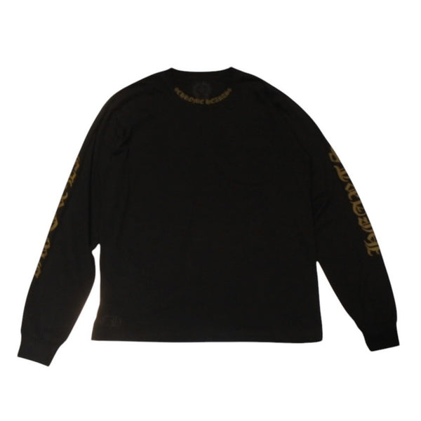 New and unused CHROME HEARTS Long sleeve T-shirt Size XL Neck logo Old English logo Black Used 4a001317