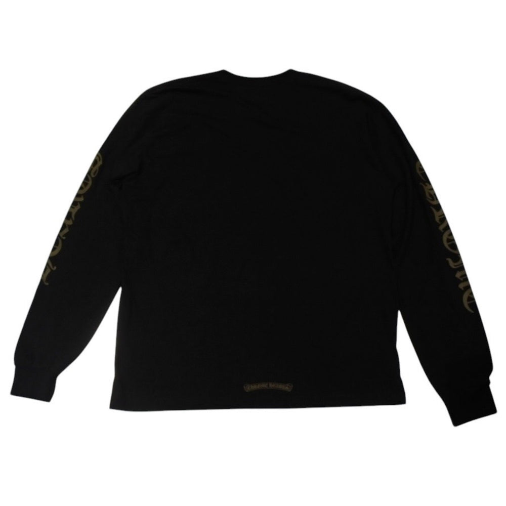 新品未使用 CHROME HEARTS クロムハーツ 長袖Tシャツ サイズXL ネックロゴ オールドイングリッシュロゴ ブラック 中古 4a001317