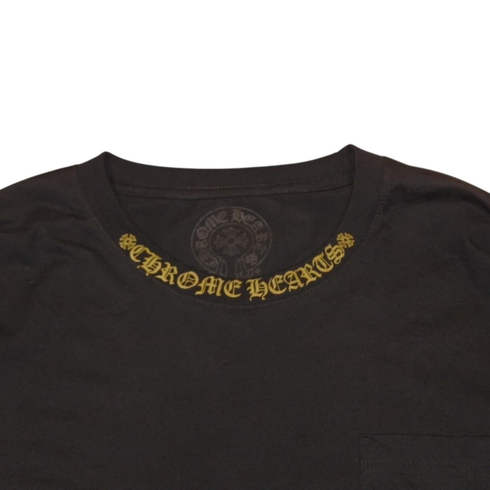 新品未使用 CHROME HEARTS クロムハーツ 長袖Tシャツ サイズXL ネックロゴ オールドイングリッシュロゴ ブラック 中古 4a001317