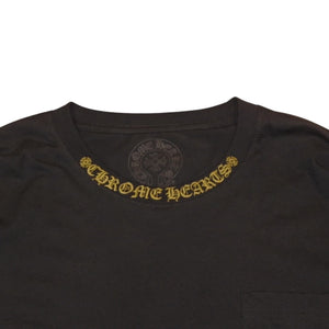 New and unused CHROME HEARTS Long sleeve T-shirt Size XL Neck logo Old English logo Black Used 4a001317