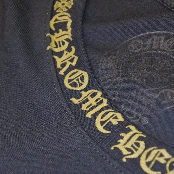 New and unused CHROME HEARTS Long sleeve T-shirt Size XL Neck logo Old English logo Black Used 4a001317