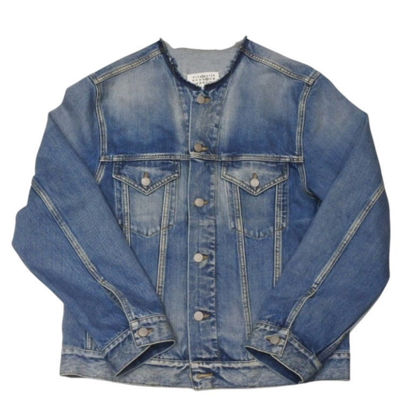 Very good condition Masion Margiela Collarless denim jacket Blue Cotton Size 50 SI1AM0006 S30561 Used 4a001193