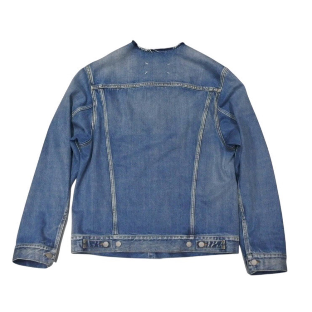 極美品 Masion Margiela メゾンマルジェラ ノーカラーデニムジャケット ブルー コットン サイズ50 SI1AM0006 S30561 中古 4a001193