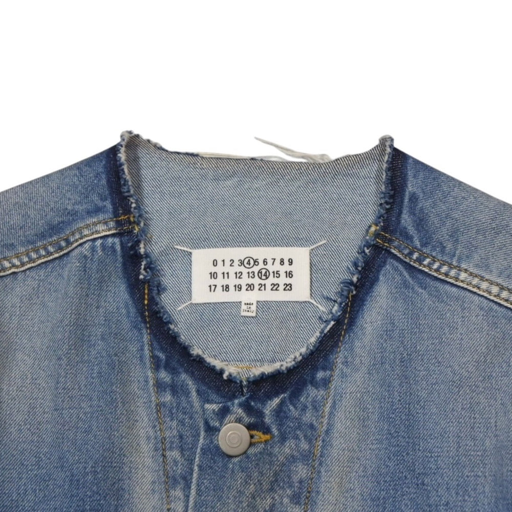 極美品 Masion Margiela メゾンマルジェラ ノーカラーデニムジャケット ブルー コットン サイズ50 SI1AM0006 S30561 中古 4a001193