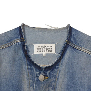 Very good condition Masion Margiela Collarless denim jacket Blue Cotton Size 50 SI1AM0006 S30561 Used 4a001193