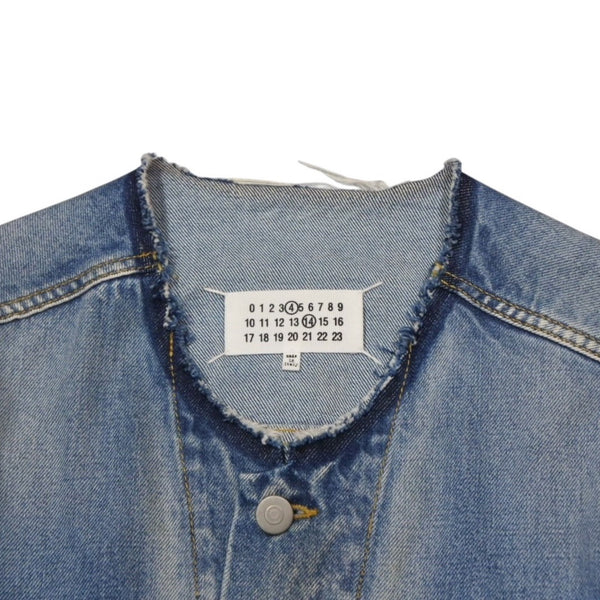 Very good condition Masion Margiela Collarless denim jacket Blue Cotton Size 50 SI1AM0006 S30561 Used 4a001193
