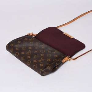 Very Good Condition LOUIS VUITTON Monogram Favorite MM Shoulder Bag M40718 Brown Gold Hardware Used 4a001284