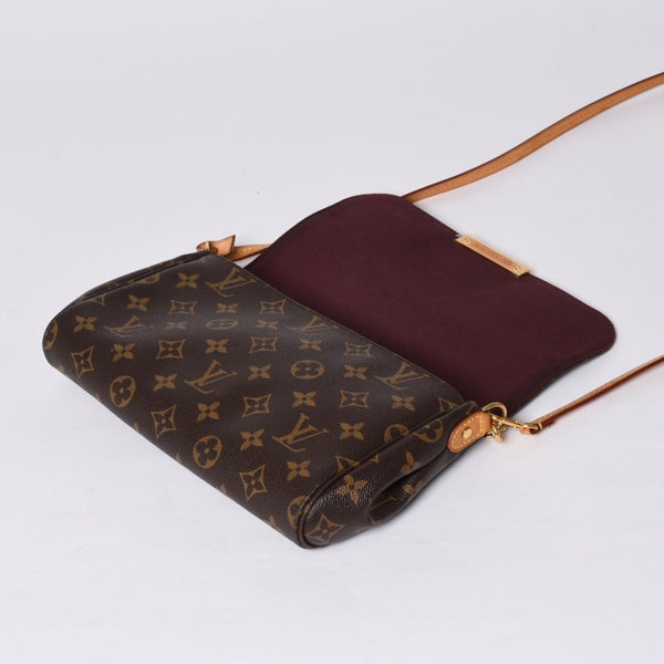 Very Good Condition LOUIS VUITTON Monogram Favorite MM Shoulder Bag M40718 Brown Gold Hardware Used 4a001284