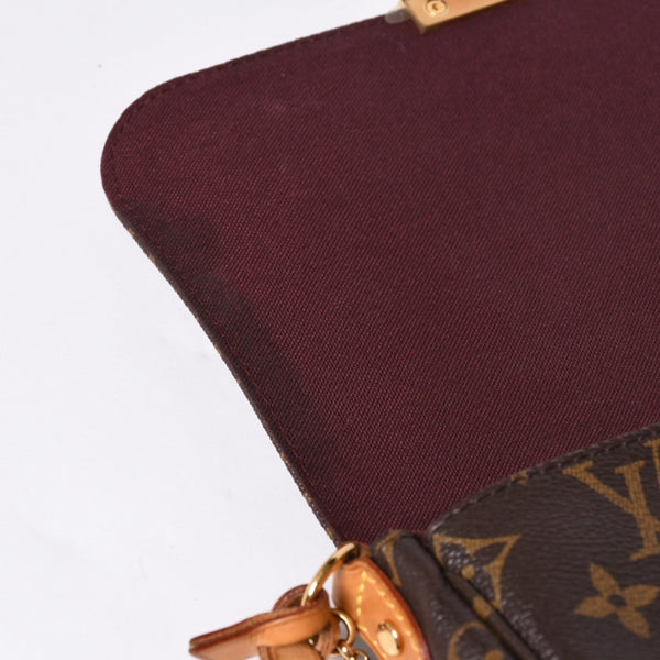 Very Good Condition LOUIS VUITTON Monogram Favorite MM Shoulder Bag M40718 Brown Gold Hardware Used 4a001284
