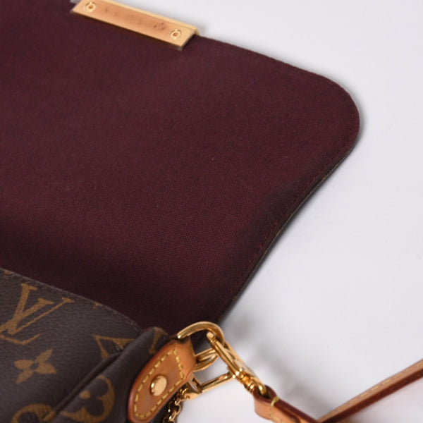 Very Good Condition LOUIS VUITTON Monogram Favorite MM Shoulder Bag M40718 Brown Gold Hardware Used 4a001284