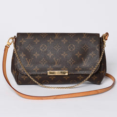 極美品 LOUIS VUITTON ルイヴィトン モノグラム フェイボリットMM ショルダーバッグ M40718 ブラウン ゴールド金具 中古 4a001283