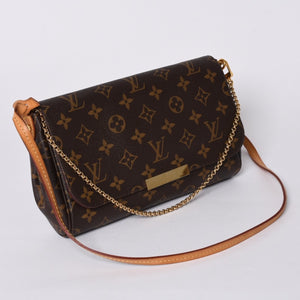 Very Good Condition LOUIS VUITTON Monogram Favorite MM Shoulder Bag M40718 Brown Gold Hardware Used 4a001284