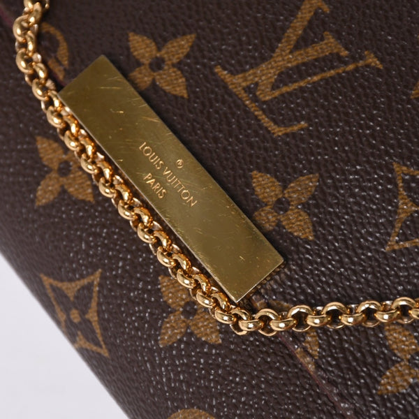 Very Good Condition LOUIS VUITTON Monogram Favorite MM Shoulder Bag M40718 Brown Gold Hardware Used 4a001284
