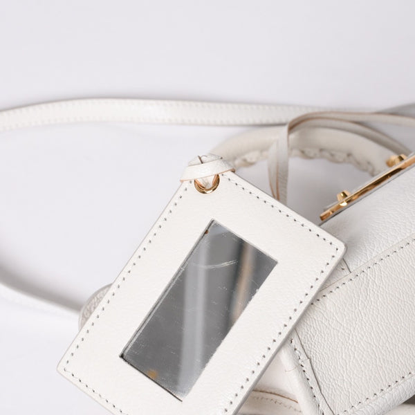 Very Good Condition BALENCIAGA Mini City 2WAY Handbag 453293 White Leather Used 4a001375