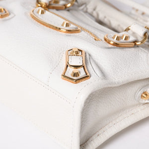 Very Good Condition BALENCIAGA Mini City 2WAY Handbag 453293 White Leather Used 4a001375