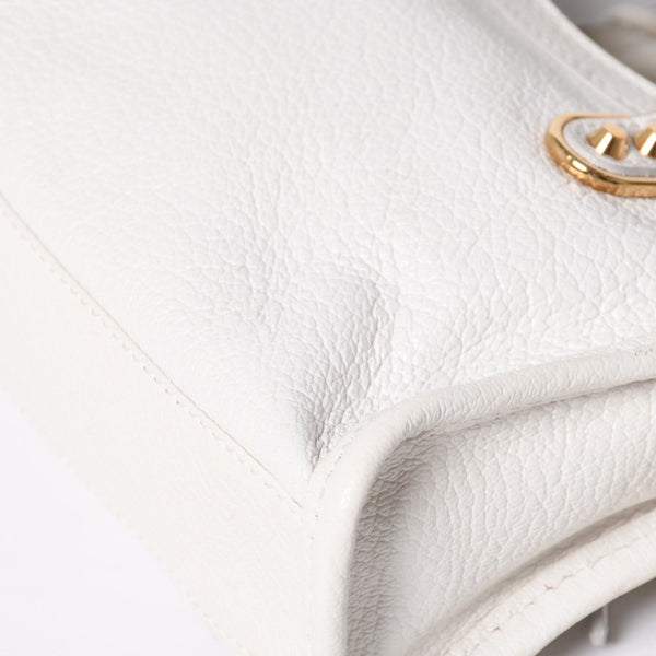 Very Good Condition BALENCIAGA Mini City 2WAY Handbag 453293 White Leather Used 4a001375