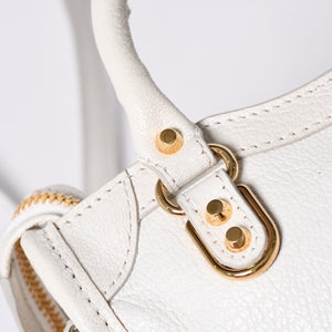 Very Good Condition BALENCIAGA Mini City 2WAY Handbag 453293 White Leather Used 4a001375