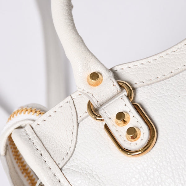Very Good Condition BALENCIAGA Mini City 2WAY Handbag 453293 White Leather Used 4a001375
