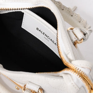 Very Good Condition BALENCIAGA Mini City 2WAY Handbag 453293 White Leather Used 4a001375