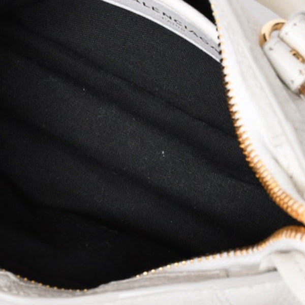 Very Good Condition BALENCIAGA Mini City 2WAY Handbag 453293 White Leather Used 4a001375
