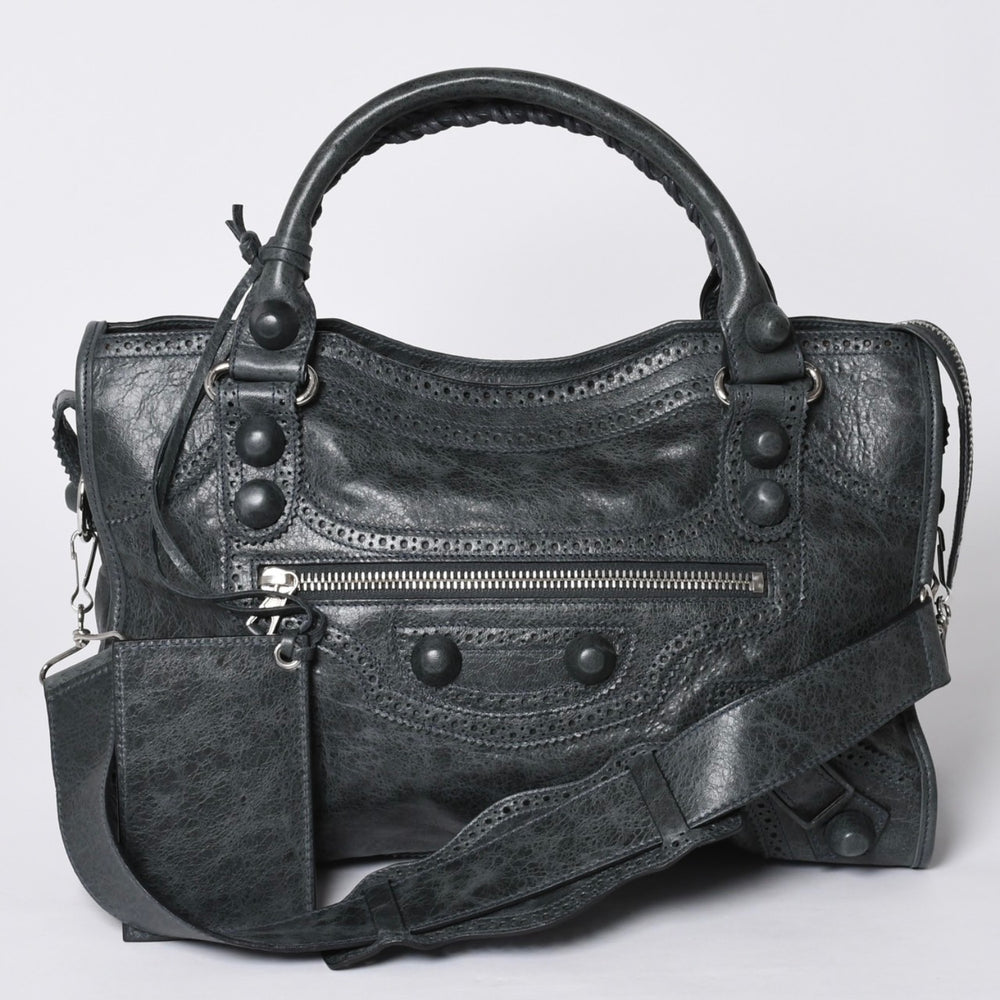 新品未使用品 BALENCIAGA バレンシアガ ジャイアントシティ Giant City 204529 カーキ 2WAY Bag レース調 中古 4a001347