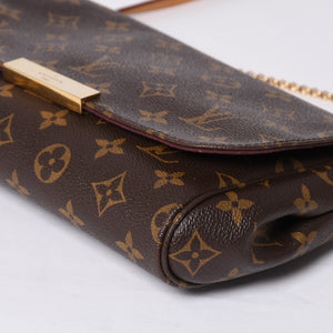 Very Good Condition LOUIS VUITTON Monogram Favorite MM Shoulder Bag M40718 Brown Gold Hardware Used 4a001284